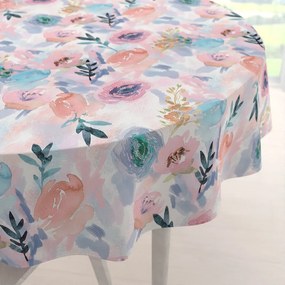 Biante Zamatový okrúhly obrus Tamara TMR-030 Ružovo-modré akvarelové kvety Ø 40 cm