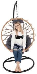 Závesné hojdacie kreslo Gabe - prírodná / čierna / sivá