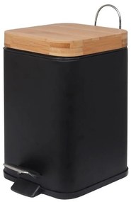 Odpadkový kôš Sido-Blk čierna/bambus/štvorec