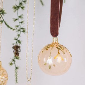 Bella Rose Sklenená vianočná ozdoba Guľa Ružová Lesk 1 Menšia