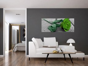 Obraz - Zelená ruža (120x50 cm)