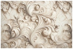 Tapeta elegantné béžové ornamenty na mramore