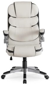 Vintino kancelárska otočná kožená stolička RONALD biela