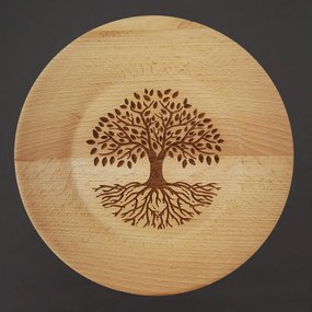 AMADEA Drevený tanier strom bukový, masívne drevo, 25 cm