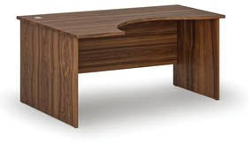 Ergonomický kancelársky pracovný stôl PRIMO WOOD, 1600 x 1200 mm, ľavý, orech