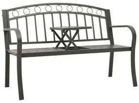 vidaXL Záhradná lavica so stolíkom sivá 120 cm oceľ-