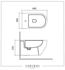 Cerano Fizo, keramický závesný bidet 490x360x370 mm, čierna lesklá, CER-CER-417398