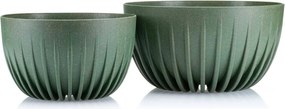 PLASTOVÝ KVETINÁČ STRIPPED ECO SADA 2KS 16X30 CM+15X24 CM ZELENÁ