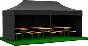 SPRINGOS Nožnicový záhradný stan 3×6 m – čierny, obchodný pavilón na podujatia GP0008