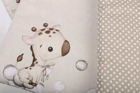 Ochranný mantinel do postieľky 180x30 cm BABYMAM PREMIUM - Žirafa/biele bodky na béžovej