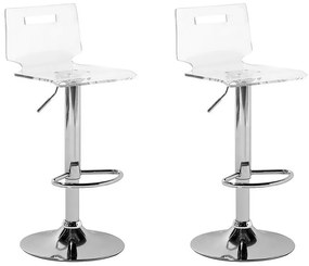 Sada dvoch barových stoličiek priehľadný biely plast MALTA Beliani