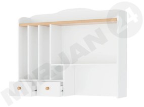 Písací stôl Kos KS-03 + Nadstavec Kos KS-04, Farby: biela / dub nash