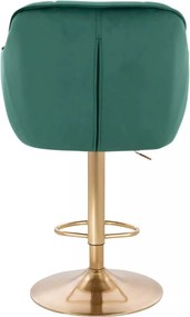 LuxuryForm DESIGN Barová stolička AVOLA VELUR na zlatom tanieri - zelená