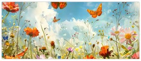 Obraz - Motýle na letnej lúke (120x50 cm)