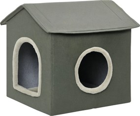 PawHut mačacia jaskyňa, mačací domček s vankúšom, škrabadlo, dve dvere, XXL mačací búda, psí domček, mačací pelech pre mačky do 5 kg, sivý, 39 x 43,5