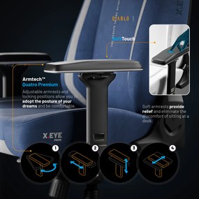 Modrá látková herná stolička Diablo X.Eye Prime Meta Ocean