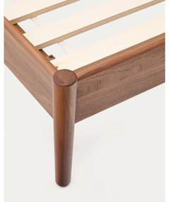 Tmavohnedá dvojlôžková posteľ z orechového dreva s roštom 180x200 cm Elan – Kave Home