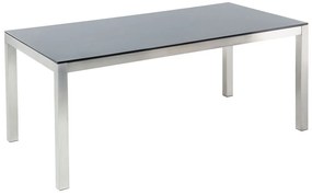 Sada záhradného nábytku stôl so sklenenou doskou 180 x 90 cm 6 sivých stoličiek GROSSETO Beliani