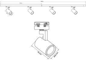 Bodové svietidlo do lištového systému LYNX 4xGU10/10W/230V čierna