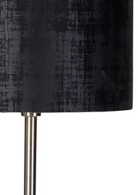 Moderná stojanová lampa oceľová čierna tkanina tienidlo 40 cm - Simplo