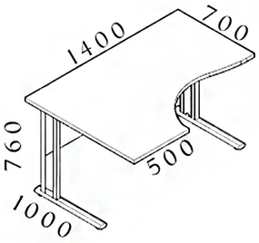 Ergonomický stôl Visio 140 x 100 cm, ľavý, orech