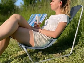 Súprava 2 ks skladacích plážových ležadiel SAND, sivé pruhy