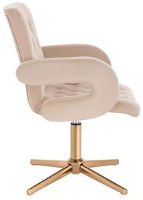 LuxuryForm DESIGN Stolička BOSTON VELUR na zlatom kríži - krémová