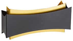 Moderná nástenná lampa čierna so zlatom - Plats