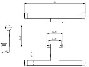 Aqualine, KRONAS LED svietidlo, 6W, 230V, 400x40x100mm, plast, chrome, KA400