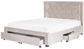 Zamatová posteľ s úložným priestorom 160 x 200 cm béžová LIEVIN Beliani