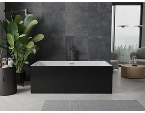 Mexen Nita, voľne stojaca vaňa 170 x 80 cm, biela-čierna, brúsený grafit prepad, 52091708075-95