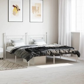 Kovový rám postele s čelom biely 183x213 cm 374393