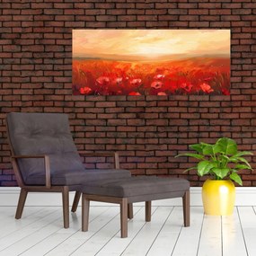 Obraz - Pole vlčích makov (120x50 cm)