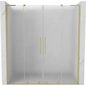 Mexen Velar L Duo, posuvné sprchové dvere do otvoru 200 cm, 8mm sklo námraza, zlatá matná, 871-200-003-32-55