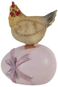 Dekorácia sliepočka na vajíčku s mašľou - 9*7*12 cm