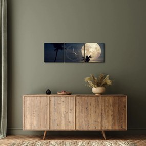Obraz - Pláž za splnu (s hodinami) (90x30 cm)