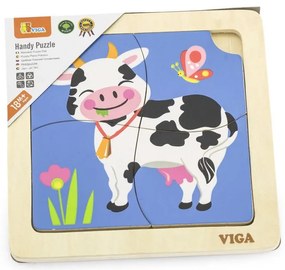 Viga puzzle 4 dílky kráva