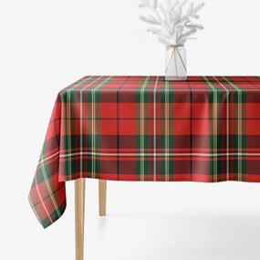 Goldea vianočný hranatý obrus 100% bavlnené plátno - červené káro 140 x 220 cm