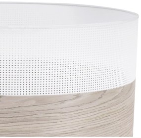Závesné svietidlo Wood, 1x svetlobéžová dubová dýha/biele PVC tienidlo, (fi 40cm)
