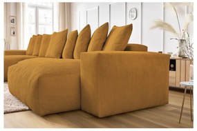 Menčestrová rohová pohovka v horčicovej farbe Voltaire – Bobochic Paris