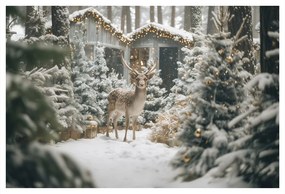 Obraz vianočný jeleň v lese