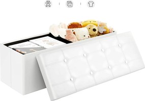 Taburetka 120 L, lavica s úložným priestorom, nosnosť 300 kg, syntetická koža, biela