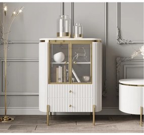 KOMODA GASTON ZLATÉ NOHY + BIELA + SYNTETICKÝ MRAMOR