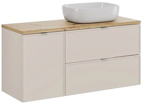 Závesná skrinka Bella kašmír s doskou a umývadlom 120 cm kašmír