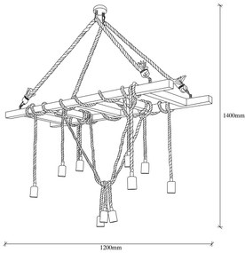 Luster na lanku EREBOS 12xE27/40W/230V hnedý