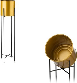 KOVOVÝ KVETINÁČ SO STOJANOM GLAMOUR 95X24 CM ZLATÁ/ČIERNA
