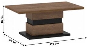Konferenčný stolík, dub bolzano/čierna, DELIS T