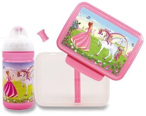 Komplet Zdravá fľaša 0,5 l a Zdravá desiata - Princezná a jednorožec