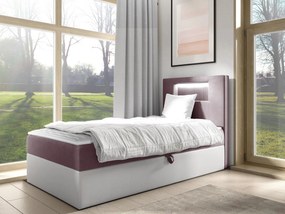 Kontinentálna jednolôžková posteľ Junior Ribezo 1, Strana: pravá, Rozmer postele: 100x200, Dostupné poťahy: ekokoža Soft 017 (biela) + Fresh 09