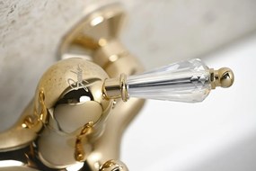 Sapho Sapho, KIRKÉ CRYSTAL nástenná vaňová batéria, krištáľová páčka, zlatá lesklá, KI10KZ